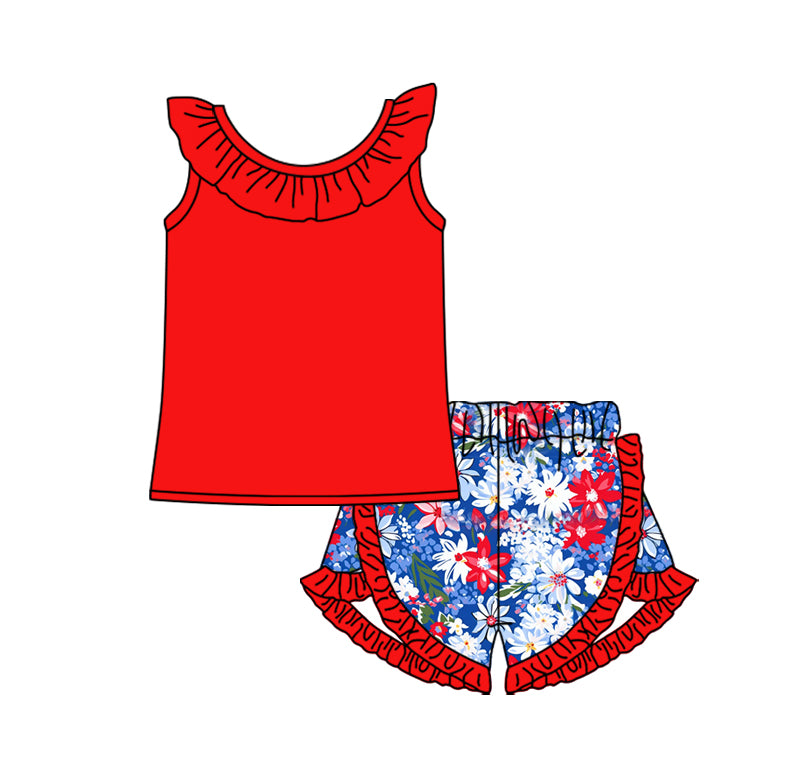 11.27 custom each style moq 5eta 4-6week Sibling Sister floral baby girl short sleeve shorts fish sets 1 and easter sets 2 match design