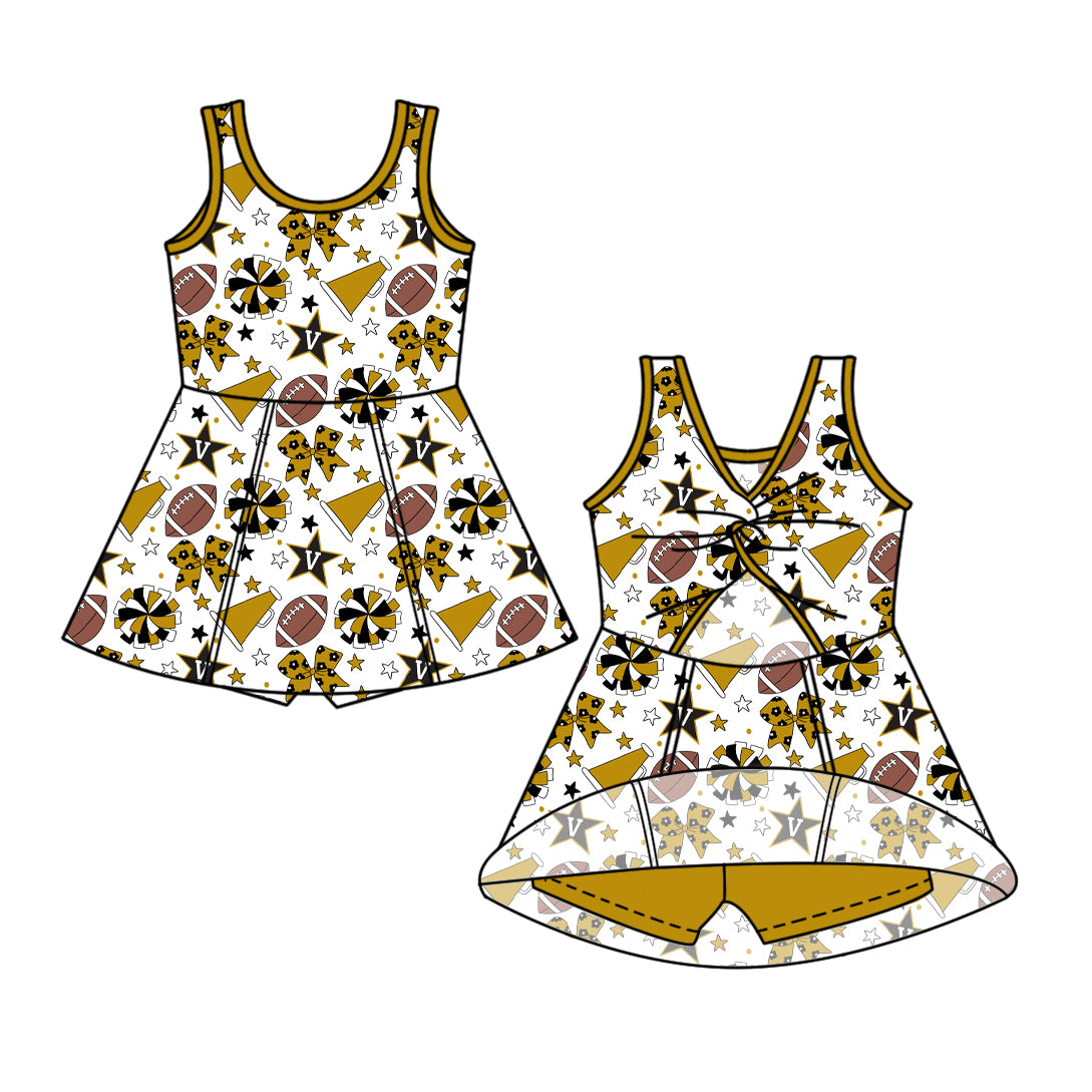 Custom moq 5 mix size milk silk summer teams Baby Girls Dark brownish-yellow  Bows Shorts Knee-Length Dress Yoga Active Clothing