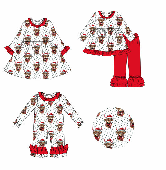 25.8.27 custom each style moq 5eta 4-6week Sibling Sisters Christmas baby girl long sleeve pants sets and dress and rompers match family design