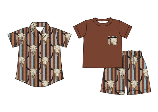 4.21 custom each style moq 5eta 4-6week Sibling Sister cow head baby boy sets and top match family design