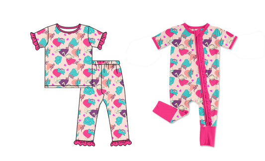 11.6 custom each style moq 5eta 4-6week Sibling Sister dinosaur love baby girls short sleeve sets and rompers match design