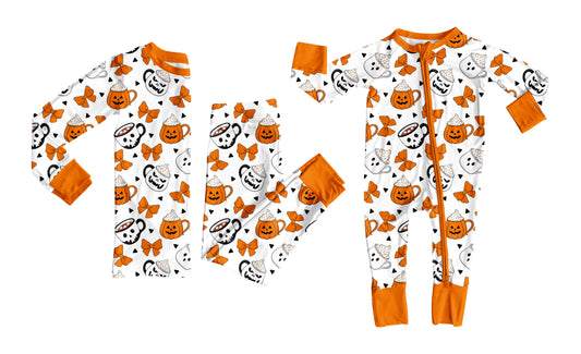 25.8.13 custom each style moq 5eta 4-6week Sibling Sister pumpkin bow baby boy long sleeve pants sets and rompers match family design