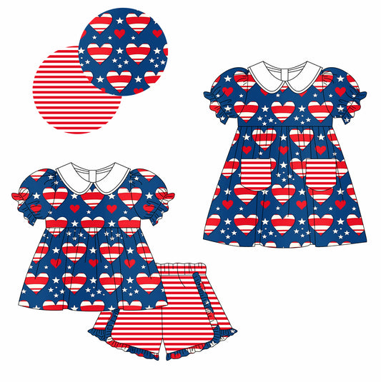 11.22 custom each style moq 5eta 4-6week Sibling Sister love baby girl short sleeve shorts sets and dresses match design