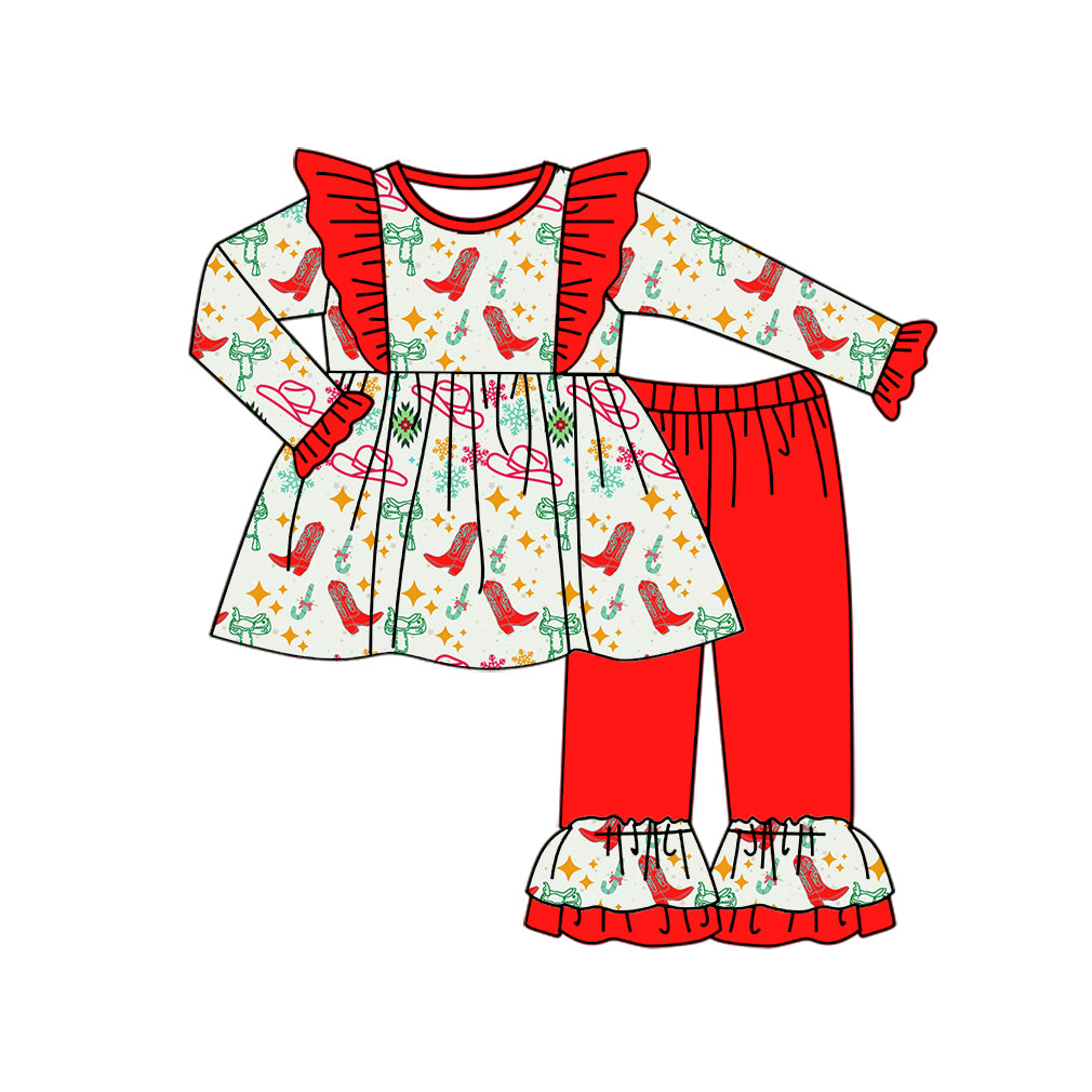 9.7 custom each style moq 5eta 4-6week Sibling Sister boots hat red baby girls sets and rompers match family design