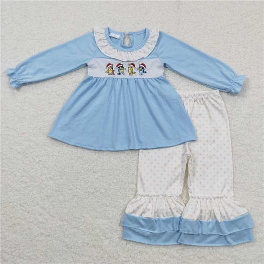 RTS NO MOQ（In Stock) GLP0675 Baby girl Toddler embroidery Christmas Shirts Pants Clothes Sets