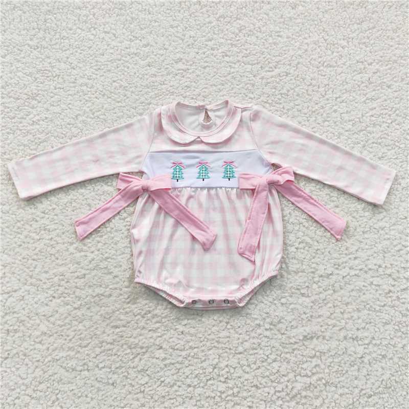 RTS NO MOQ（In Stock ) LR0334 Embroidered Christmas long-sleeved jumpsuit