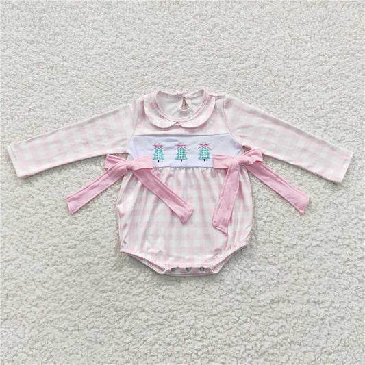 RTS NO MOQ（In Stock ) LR0334 Embroidered Christmas long-sleeved jumpsuit