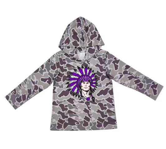 Custom moq 5 mix size milk silk summer team baby girls and boys clothes camouflage hooded long sleeve top-25.10.22