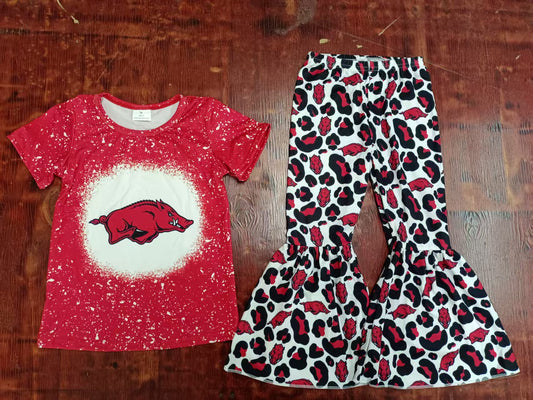 Custom moq 3 eta 6-7weeks baby girl clothes team red short sleeve pants suit