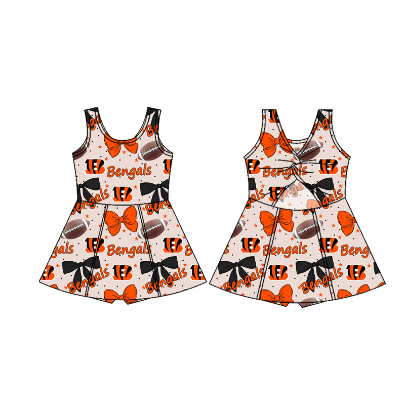 Custom moq 5 mix size milk silk summer teams baby girls clothes team bow orange sleeveless skirts sets and dress 3 and skirts-25.8.21