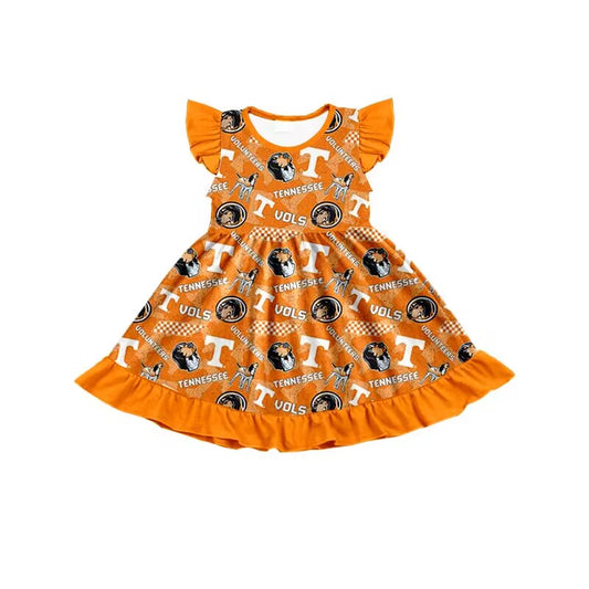 custom moq 5 eta 6-7weeks Orange Team Sleeveless Fly Sleeve Dress