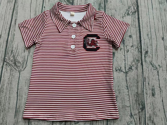Custom moq 3 eta 6-7weeks baby boy clothes team red striped short sleeve shirt-25.9.9
