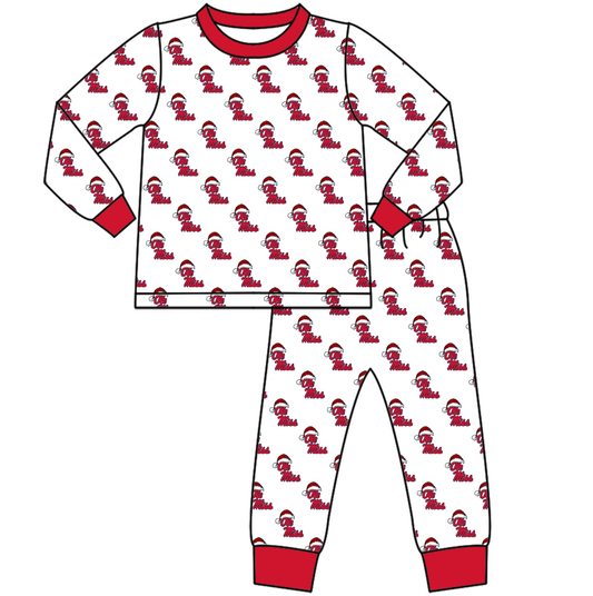 Custom moq 5 tat about 6-8 weeks  Santa hat red team long sleeve pajamas