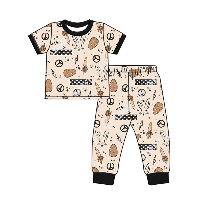 10.21 custom each style moq 5eta 4-6week Sibling Sister easter carrot black baby boys short sleeve sets and rompers match design