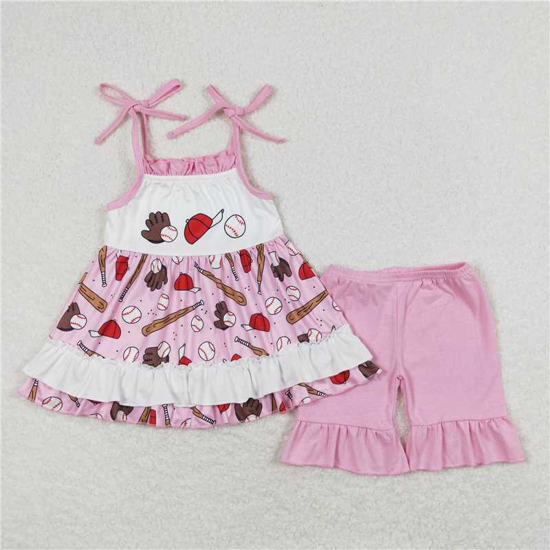 Baby Kids baseball Summer Embroidery Sibling Rompers Clothes Set