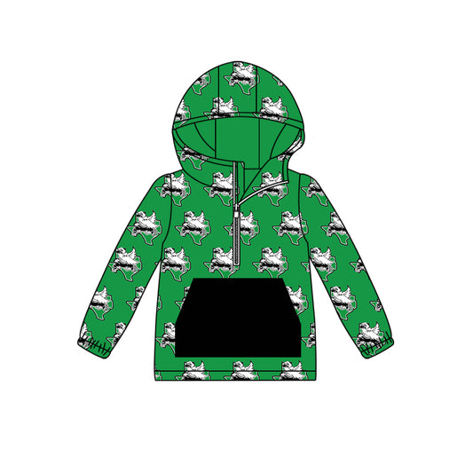 custom moq 5 tat about 6-8week Green White Black Hood Zipper Pullover Long Sleeve Boys
