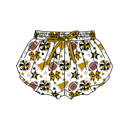 Custom moq 5 mix size milk silk summer teams Baby Girls Dark brownish-yellow Bows Yoga Active Ruffle Shorts Bottom for Kids