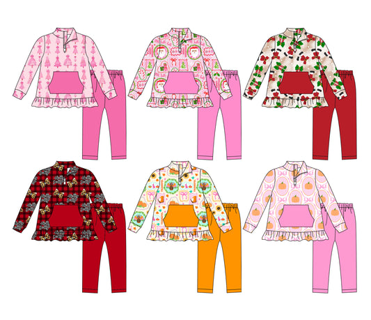 25.7.19 custom each style moq 5eta 4-6week Sibling Sisters baby boy long sleeve pants sets 1 and sets 6 match family design