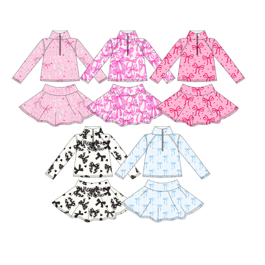 25.9.11 custom each style moq 5eta 4-6week Sibling Sisters baby girl long sleeve skirt set 5 match family design
