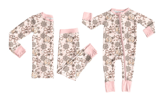 25.6.10 custom each style moq 5eta 4-6week Sibling Sisters Christmas bow pink baby girl long sleeve pants sets and rompers match family design