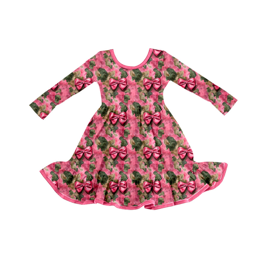 25.9.2 custom each style moq 5eta 4-6week Sibling Sisters Camouflage bow baby girl long sleeve pants sets and dress and rompers match family design