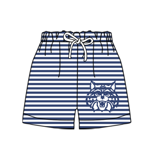 Custom moq 5 mix size milk silk summer teams Baby Blue Striped Drawstring Shorts for Children Elastic Waist Kids Summer Shorts