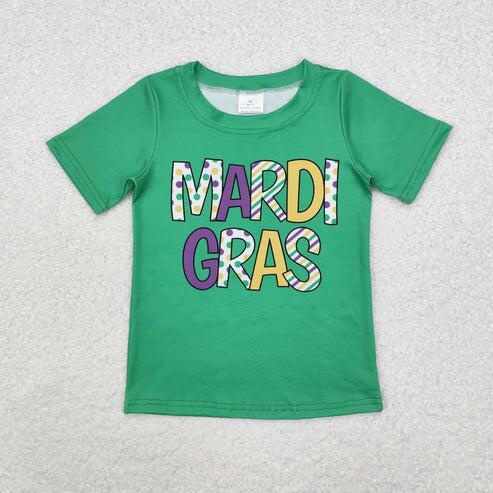RTS NO MOQ Sibling Baby Boys Girls Short Sleeve Mardi Gras T-shirts Top