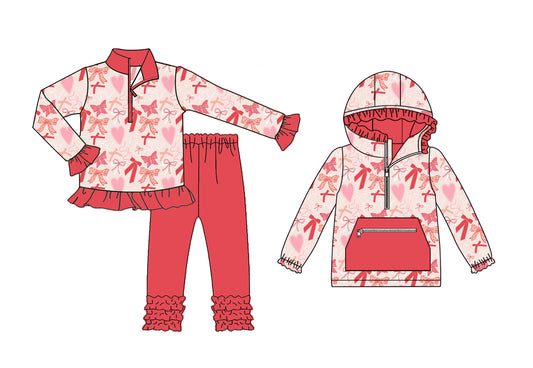 25.9.9 custom each style moq 5eta 4-6week Sibling Sisters bow baby girl long sleeve pants sets and top match family design