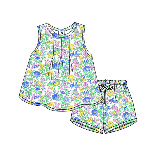12.9 custom each style moq 5eta 4-6week Sibling Sister floral baby girl short sleeve shorts fish sets 1 and easter sets 2 match design