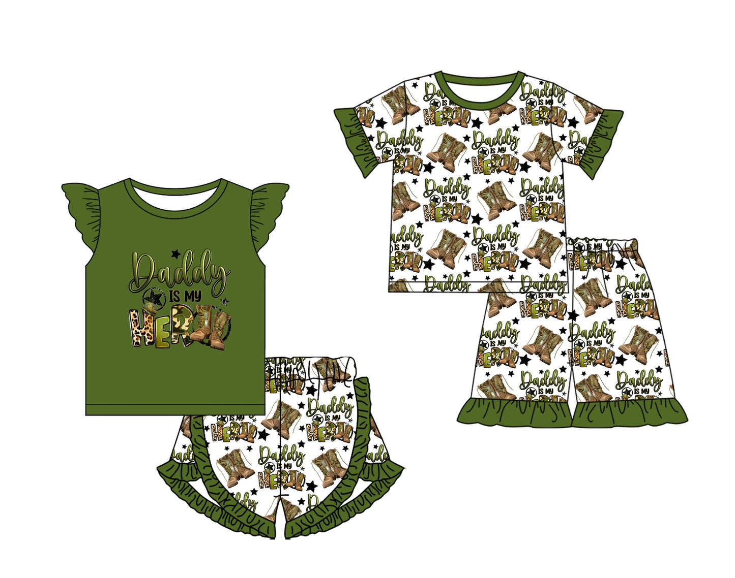 12.11 custom each style moq 5eta 4-6week Sibling Sister DADDY baby girl short sleeve shorts sets and sets 2 match design