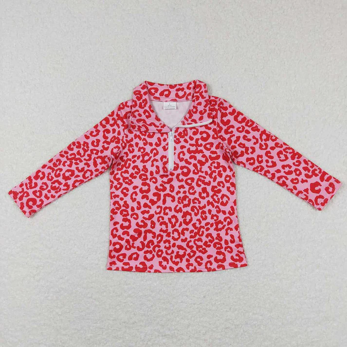RTS NO MOQ Zippered pullover long-sleeved top: leopard print & small flowers & plaid