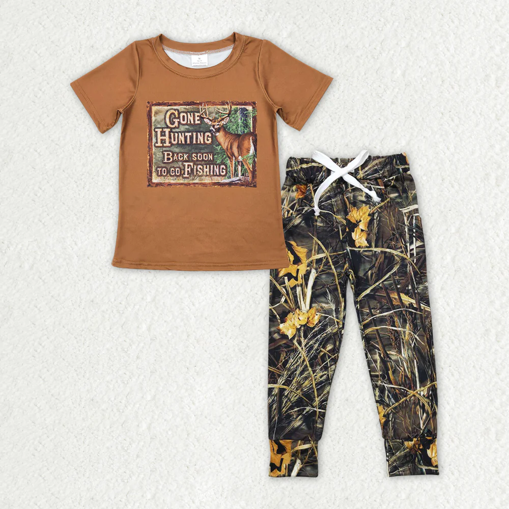 RTS NO MOQ Sibling Baby boy clothes duck camouflage short Sleeve pants Suits