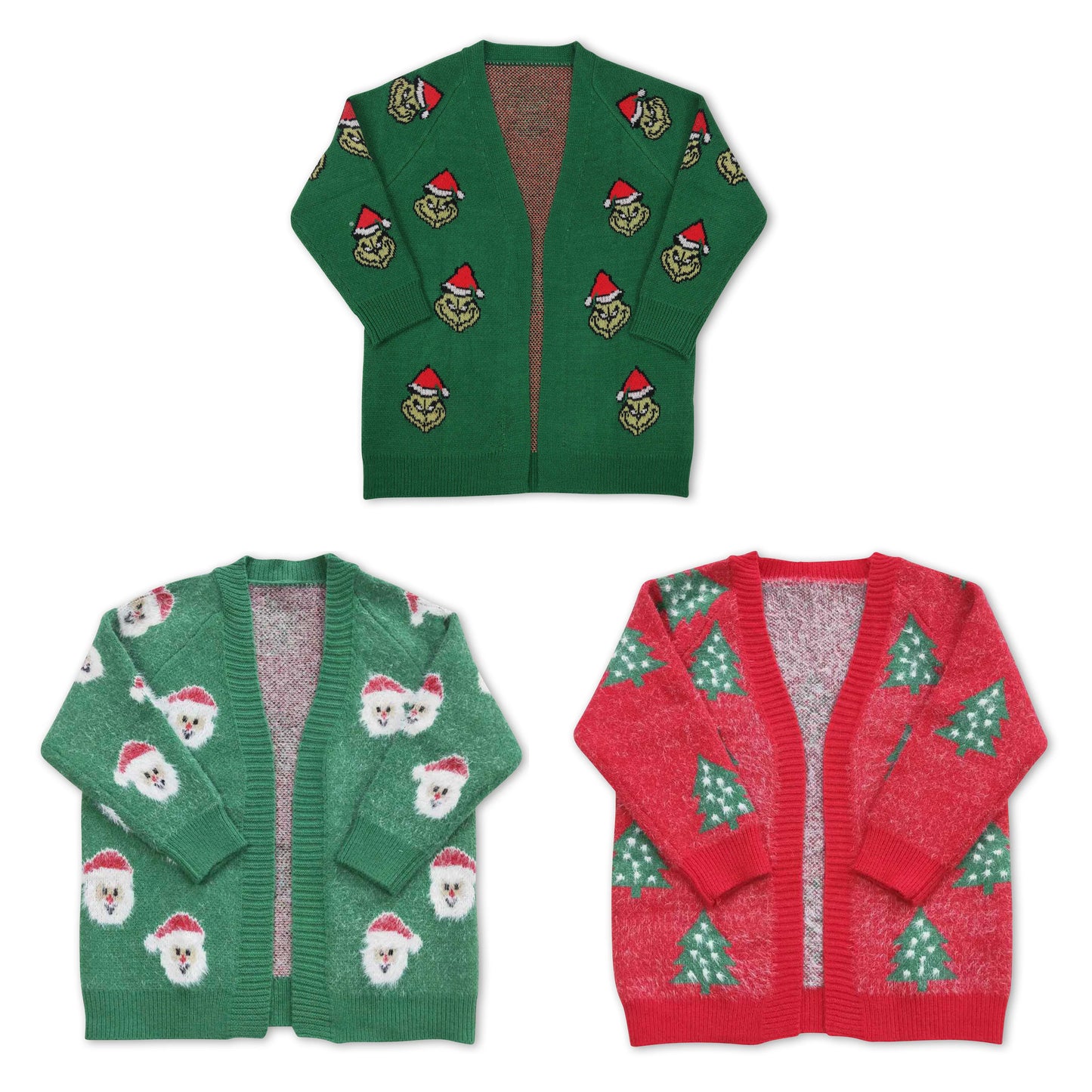 RTS NO MOQ sweater cardigan christmas sweater red blue green christmas
