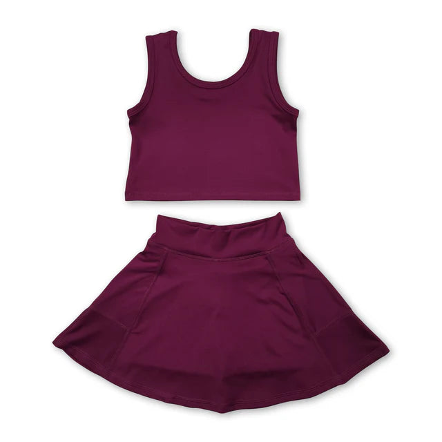 RTS NO MOQ Sibling Baby Girls  Colorful Vests Skirt Shorts Yoga Active Clothes Sets