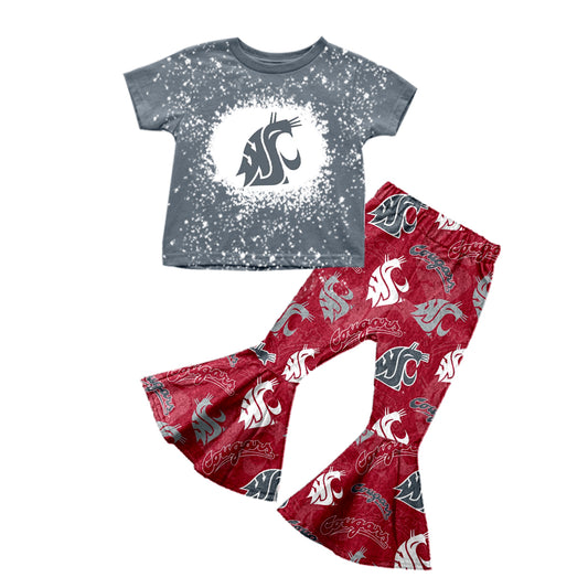 baby girl clothes team gray top brick red pants toddler girl summer outfit