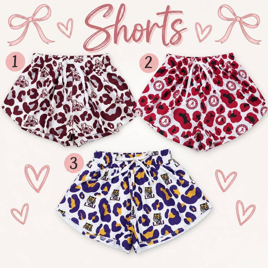 RTS NO MOQ Sibling yoga fabric Baby Girls Leopard Print Butterfly Print Sports Yoga Shorts