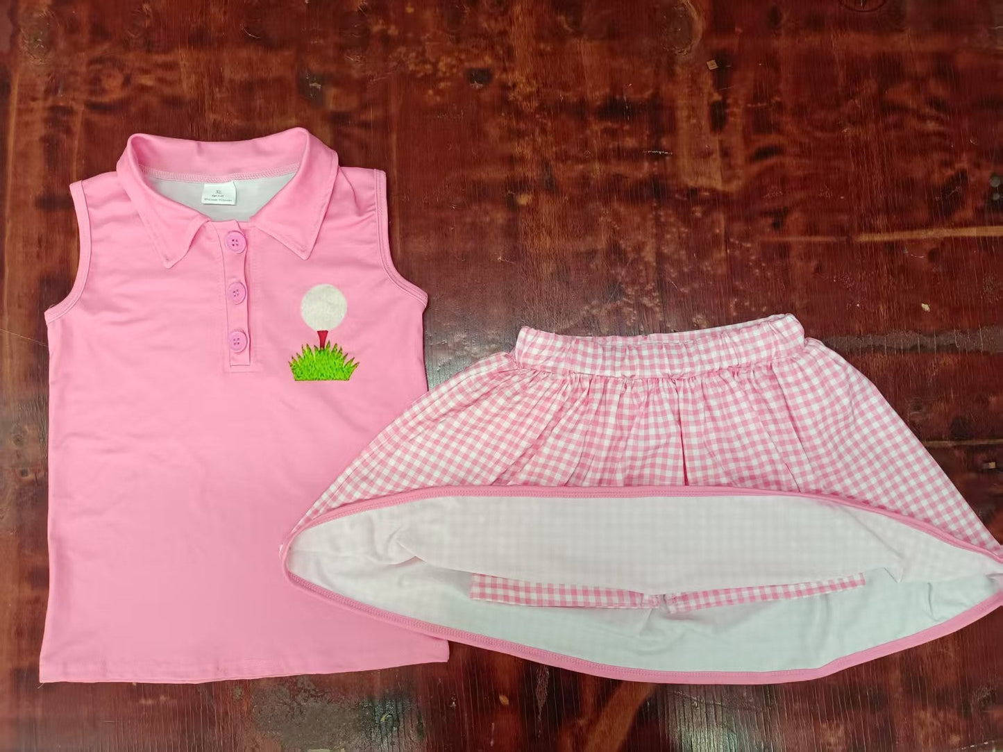 Custom moq 3 eta 6-7weeks baby girls clothes pink sleeveless skirts shorts sets-25.5.10