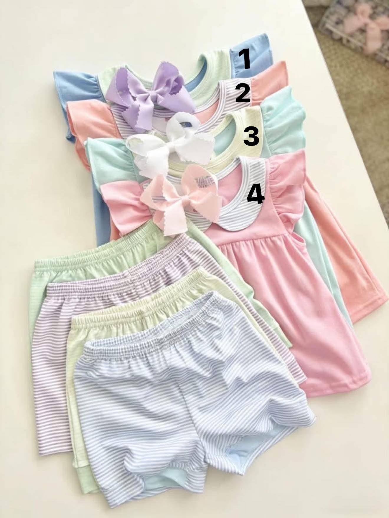 RTS summer Girls Clothes Short Sleeve Shorts Set