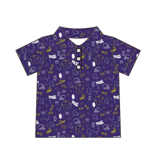Custom moq 5 each style eta 6-7weeks baby girl clothes team purple short sleeve top-25.8.26