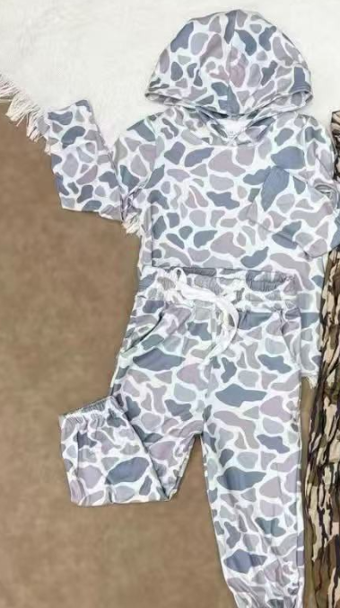 Sibling Baby Boys girl clothes camouflage duck hooded long Shirt pant sets ummer Clothes