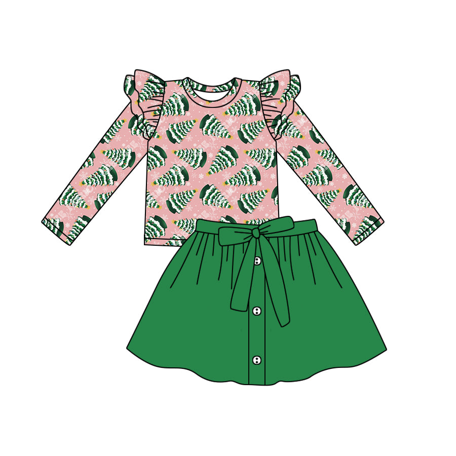 7.4 custom each style moq 5eta 4-6week baby girls clothes Christmas green long sleeve dress