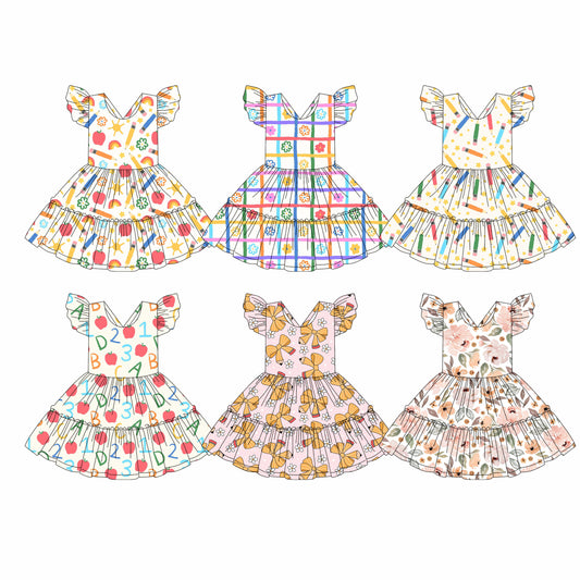 4.17 custom each style moq 5eta 4-6week Sibling Sister baby girls clothes Short sleeve dress 1 and dress 6 match family design