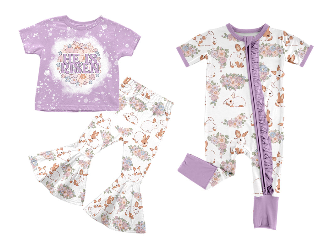 11.1 custom each style moq 5eta 4-6week Sibling Sister risen purple baby girls short sleeve sets and rompers match design