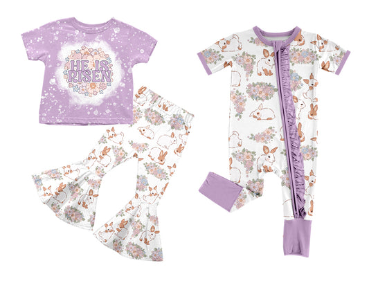 11.1 custom each style moq 5eta 4-6week Sibling Sister risen purple baby girls short sleeve sets and rompers match design