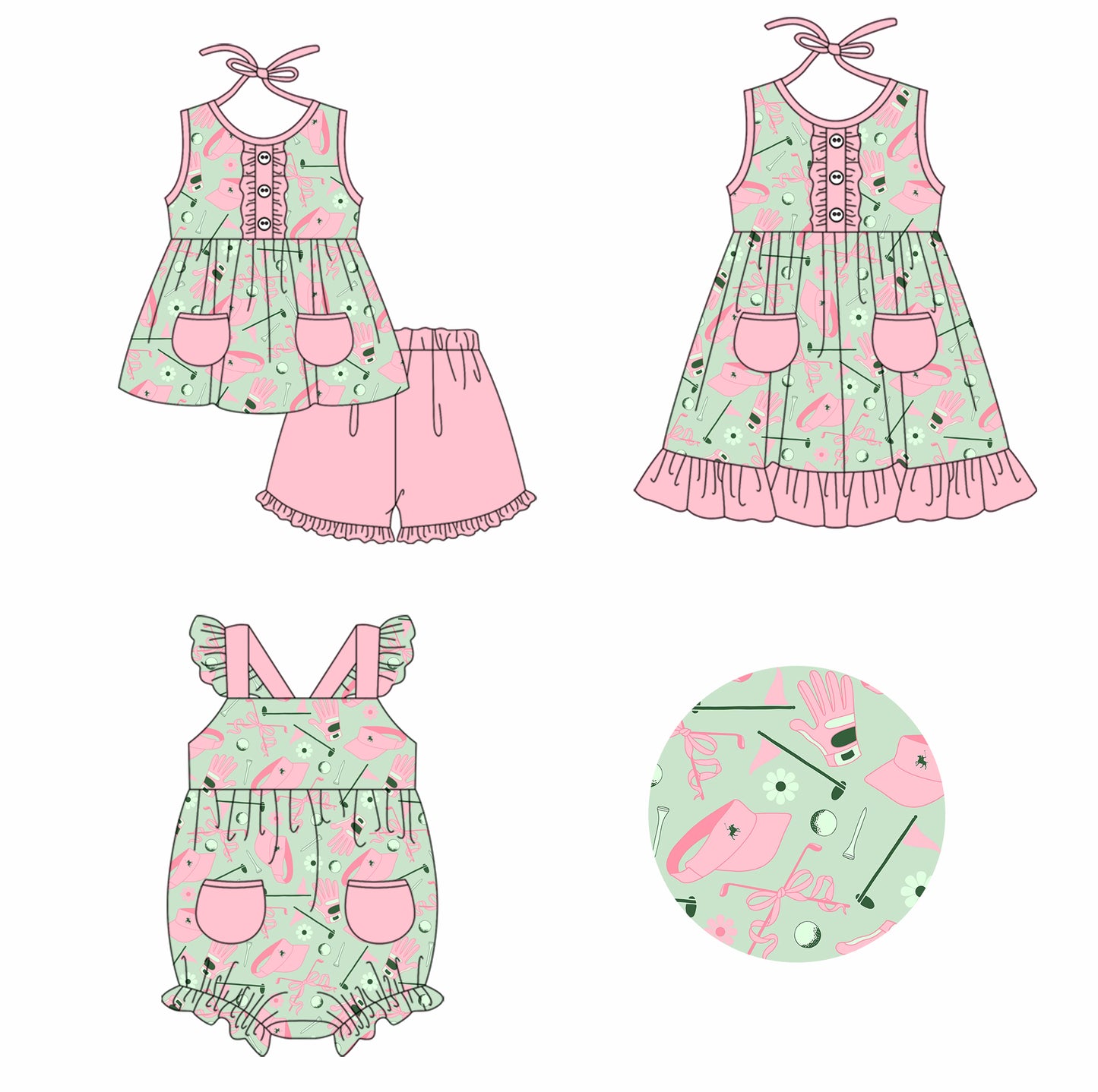 11.26 custom each style moq 5eta 4-6week Sibling Sister hat baby girl short sleeve shorts sets and dress and rompers match family design