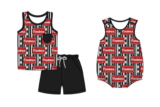 3.3 custom each style moq 5eta 4-6week Sibling Sister cowboy baby girl short sleeve shorts sets and romper match design