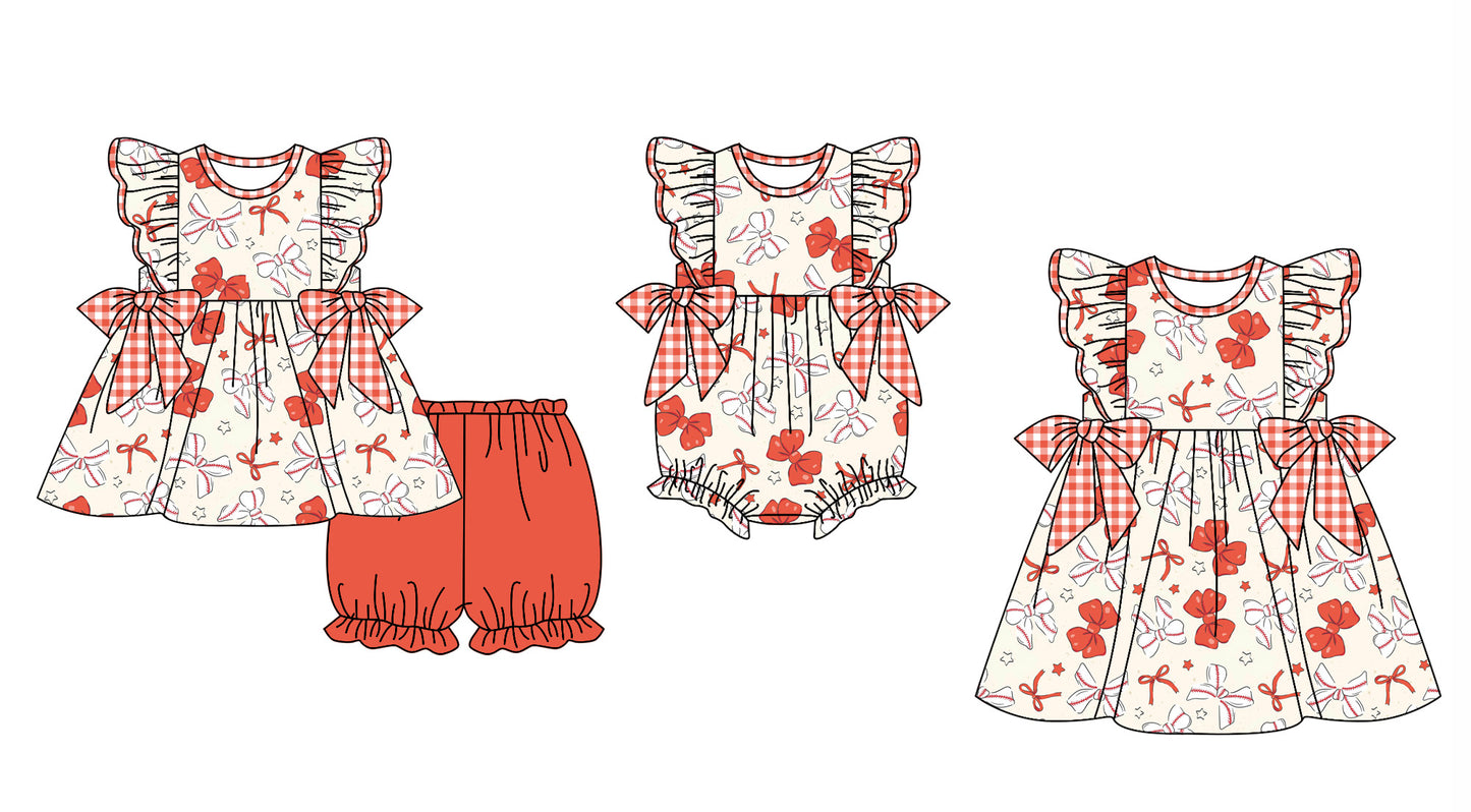 11.28 custom each style moq 5eta 4-6week Sibling Sister bow floral baby girl short sleeve shorts sets and dress and rompers match family design