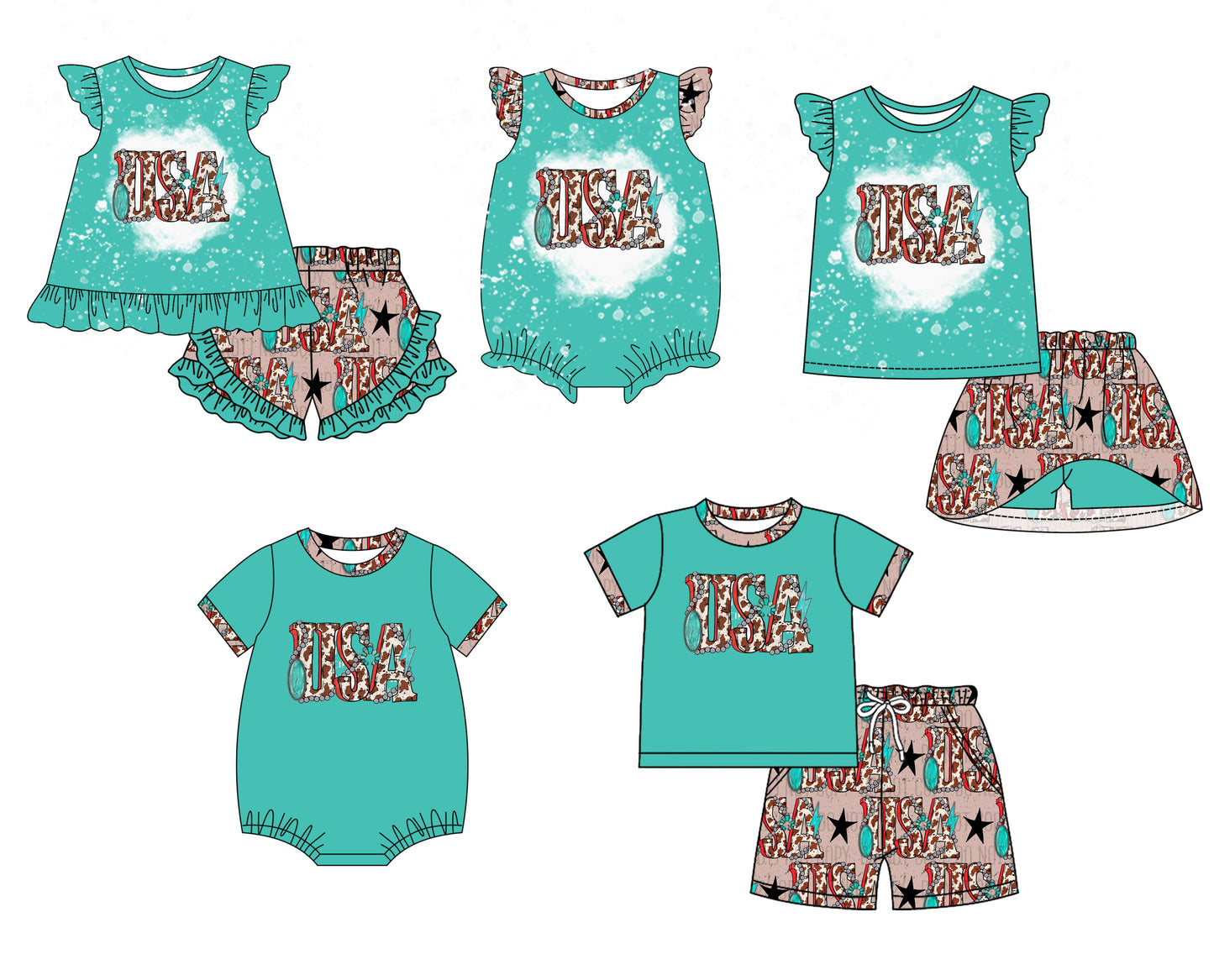 11.29 custom each style moq 5eta 4-6week Sibling Sister 4th of july USA baby girl short sleeve shorts sets and sets 2 and girls romper and boy romper and dress match design