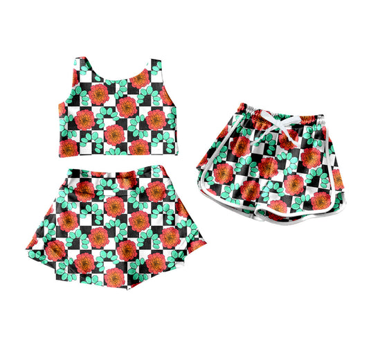 4.21 custom each style moq 5eta 4-6week Sibling Sister floral baby girls clothes Short sleeve yoga dress and shorts match family design