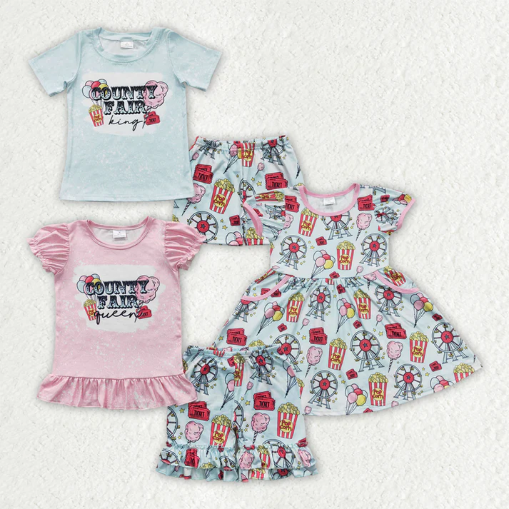 RTS NO MOQ baby girls clothes short sleeve Clothes Sets dress